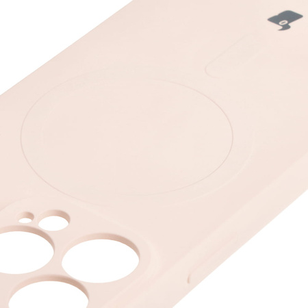 Etui silikonowe z pierścieniem magnetycznym Bizon Case Silicone Magnetic do iPhone 13 Pro, beżowe