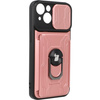 Etui Bizon Case Camshield Card Slot Ring do iPhone 14, jasnoróżowe