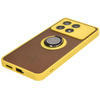 Etui z uchwytem na palec Bizon Case Hybrid Ring do Xiaomi Poco X6 Pro, przydymione z żółtą ramką