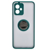 Etui z uchwytem na palec Bizon Case Hybrid Ring do Motorola Moto G54 5G, przydymione z ciemnozieloną ramką