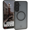Etui z pierścieniem magnetycznym Bizon Case MatteO do Galaxy S24 FE, półprzezroczyste z czarną ramką