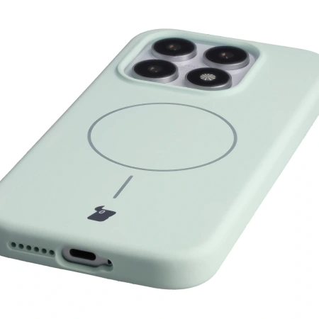 Silikonowe etui z pierścieniem magnetycznym Bizon Soft Case Magnetic do Xiaomi 17, pistacjowe