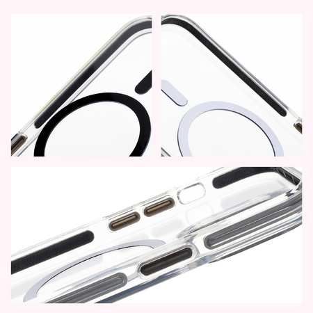 Etui z pierścieniem magnetycznym Bizon Case Marco do iPhone 14 Pro, przezroczyste z czarną ramką