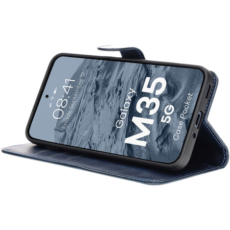 Etui z klapką Bizon Case Pocket do Galaxy M35 5G, granatowe