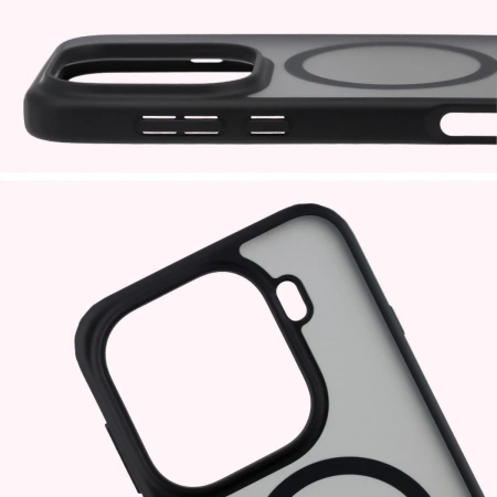Etui z pierścieniem magnetycznym Bizon Case MatteO do Oppo Find X9 Pro, przydymione-czarne