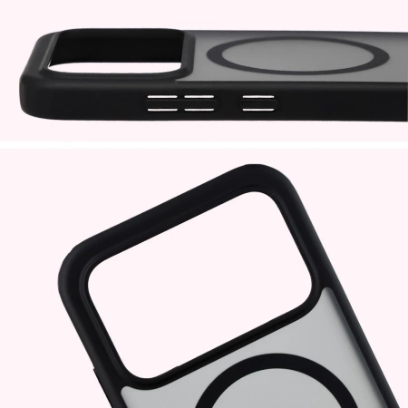 Etui z pierścieniem magnetycznym Bizon Case MatteO do Xiaomi POCO F8 Pro, przydymione-czarne