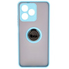 Etui z uchwytem na palec Bizon Case Hybrid Ring do Realme C53 / C51, przydymione z jasnoniebieską ramką