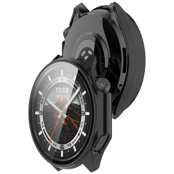 Etui ze szkłem do zegarka Bizon Case Watch Adamo do OnePlus Watch 3 / Oppo Watch X2, czarne
