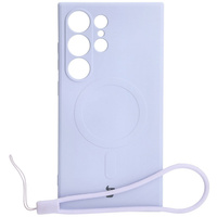 Etui Bizon Case Silicone Magnetic Sq do Galaxy S24 Ultra, jasnofioletowe