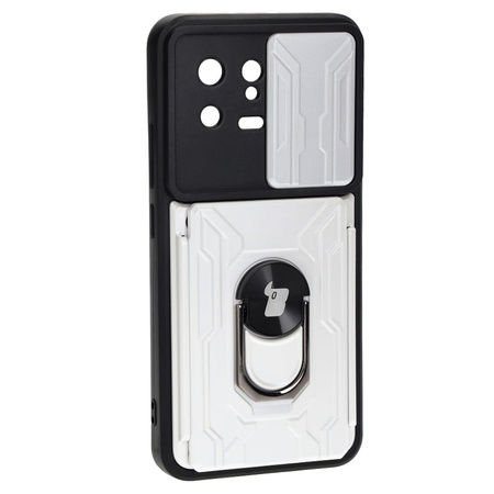Etui Bizon Case Camshield Card Slot Ring do Xiaomi 13, białe