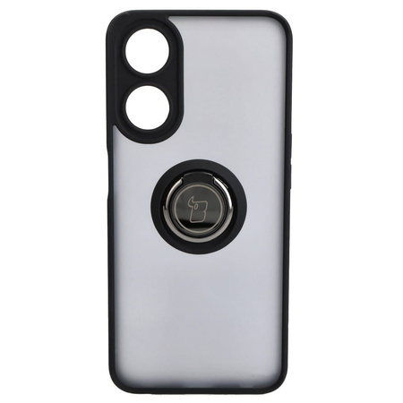 Etui z uchwytem na palec Bizon Case Hybrid Ring do Oppo A78 5G, przydymione z czarną ramką