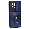 Etui Bizon Case Camshield Card Slot Ring do Xiaomi 13, granatowe