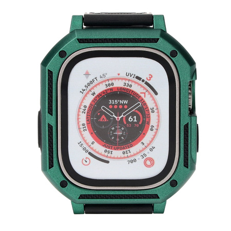 Etui z paskiem Bizon Strap + Case Watch Armor do Apple Watch Ultra 49mm, zielone