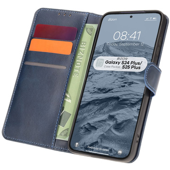 Etui z klapką Bizon Case Pocket do Galaxy S25 Plus / S24 Plus, granatowe