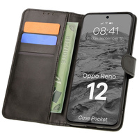 Etui z klapką Bizon Case Pocket do Oppo Reno 12, czarne