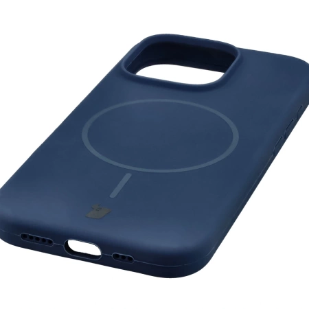 Silikonowe etui z pierścieniem magnetycznym Bizon Soft Case Magnetic do iPhone 16 Pro, granatowe