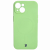 Etui silikonowe z pierścieniem magnetycznym Bizon Case Silicone Magnetic do iPhone 15, jasnozielone