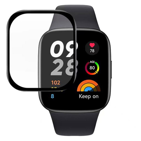 Szkło hybrydowe Bizon Glass Edge Hybrid dla Xiaomi Redmi Watch 3, czarne