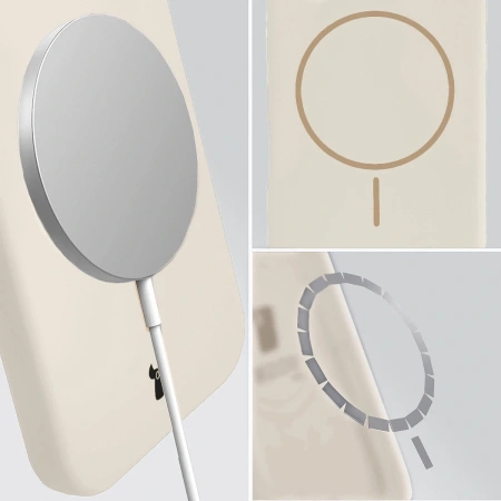 Silikonowe etui z pierścieniem magnetycznym Bizon Soft Case Magnetic do Xiaomi 17, écru