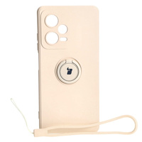 Etui Bizon Case Silicone Ring Sq do Xiaomi Redmi Note 12 Pro Plus 5G, beżowe