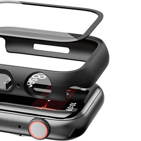 Etui ze szkłem Bizon Case, Case + Glass Set Apple Watch 8/7 41mm, czarne