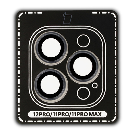 Szkło na aparat z aplikatorem Bizon Glass Snap Lens do iPhone 12 Pro/11Pro/11 Pro Max, 1 zestaw, szara ramka
