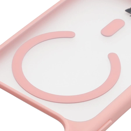 Etui z pierścieniem magnetycznym Bizon Case MatteO do iPhone 17 Pro, przydymione-jasnoróżowe