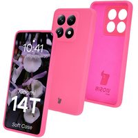 Silikonowe etui Bizon Soft Case do Xiaomi 14T, neonowo-różowe