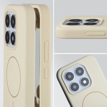 Silikonowe etui z pierścieniem magnetycznym Bizon Soft Case Magnetic do Xiaomi 17, écru