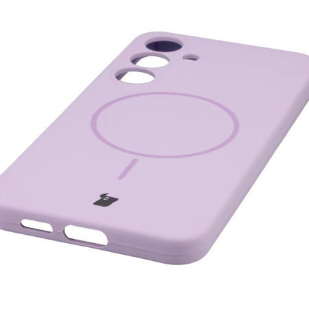 Silikonowe etui z pierścieniem magnetycznym Bizon Soft Case Magnetic do Galaxy S25 Plus, jasnofioletowe