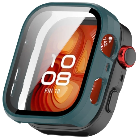 Etui ze szkłem do zegarka Bizon Case Watch Adamo do Huawei Watch Fit 4 Pro, zielone