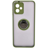 Etui z uchwytem na palec Bizon Case Hybrid Ring do Motorola Moto G14, przydymione z zieloną ramką