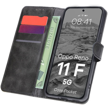 Etui z klapką Bizon Case Pocket do Oppo Reno11 F 5G, czarne