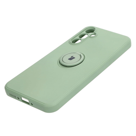 Etui Bizon Case Silicone Ring Sq do Samsung Galaxy A34 5G, jasnozielone