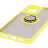Etui z uchwytem na palec Bizon Case Hybrid Ring do Motorola Moto G55 5G, przydymione z żółtą ramką