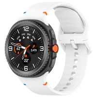 Silikonowy pasek Bizon Strap Watch Silicone G do Galaxy Watch 8 40 mm / 44 mm / 8 Classic 46 mm, biały