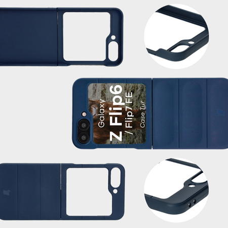 Pancerne etui Bizon Case Tur do Galaxy Z Flip7 FE / Z Flip6, granatowe