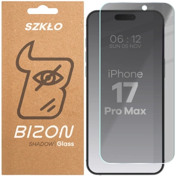 Prywatyzujące szkło hartowane Bizon Glass Clear Shadow do iPhone 16 Pro Max, przyciemniane
