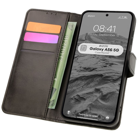 Etui z klapką Bizon Case Pocket do Galaxy A56 5G, czarne