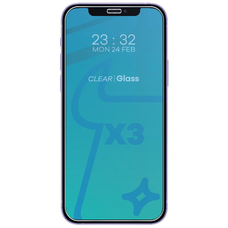 Szkło hartowane Bizon Glass Clear - 3 szt. + obiektyw, iPhone 12 Mini