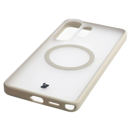 Etui z pierścieniem magnetycznym Bizon Case MatteO do Galaxy S26 Ultra, przydymione-beżowe