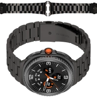 Pasek ze stali nierdzewnej Bizon Strap Watch Aura do Samsung Galaxy Watch 8 40 mm / 44 mm / 8 Classic 46 mm, czarny