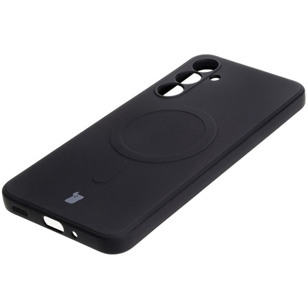 Silikonowe etui z pierścieniem magnetycznym Bizon Case Silicone Magnetic Sq do Galaxy A16 4G / 5G, czarne