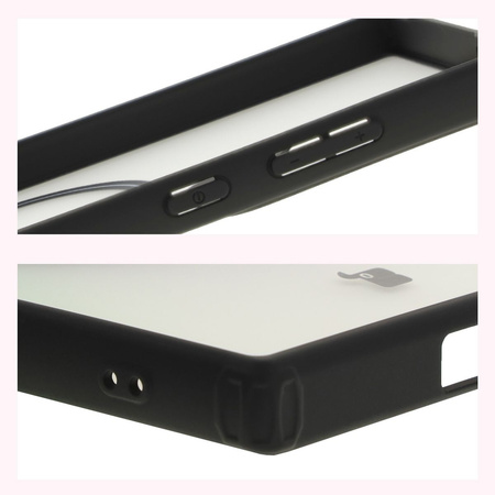 Etui z pierścieniem magnetycznym Bizon Case MatteO do Samsung Galaxy S24 Ultra, półprzezroczyste z czarną ramką