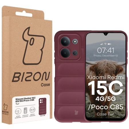 Pancerne etui Bizon Case Tur do Xiaomi Redmi 15C 4G / 5G / POCO C85 4G, burgundowe