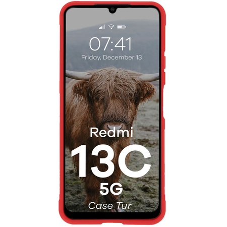 Pancerne etui Bizon Case Tur do Xiaomi Redmi 13C 5G, czerwone