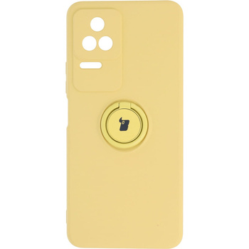 Etui Bizon Case Silicone Ring Sq do Xiaomi Poco F4, żółte