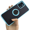 Etui z uchwytem na palec Bizon Case Hybrid Ring do Motorola Moto G13 / G23 / G53 5G, przydymione z jasnoniebieską ramką
