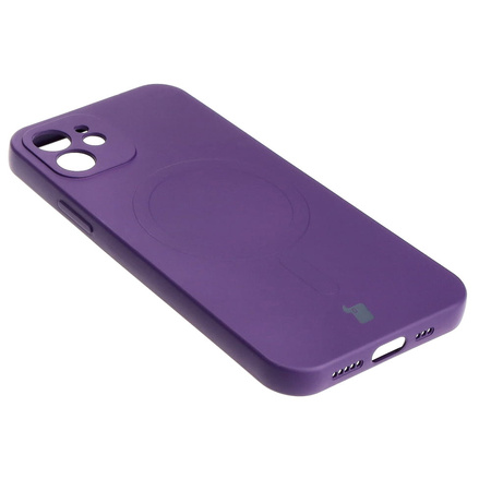 Etui silikonowe z pierścieniem magnetycznym Bizon Case Silicone Magnetic do iPhone 12, śliwkowe