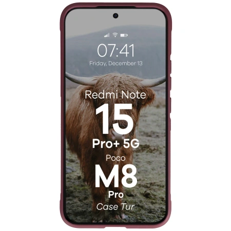 Pancerne etui Bizon Case Tur do Xiaomi Redmi Note 15 Pro Plus 5G / POCO M8 Pro 5G, burgundowe